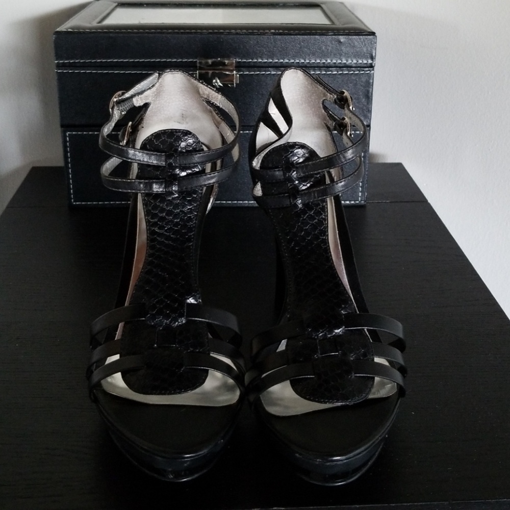 Snakeskin heel sandals